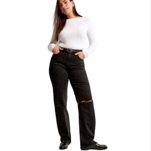 Abercrombie 20L (35L) New 90s Relaxed High Rise Curve Love Women’s Jeans Black